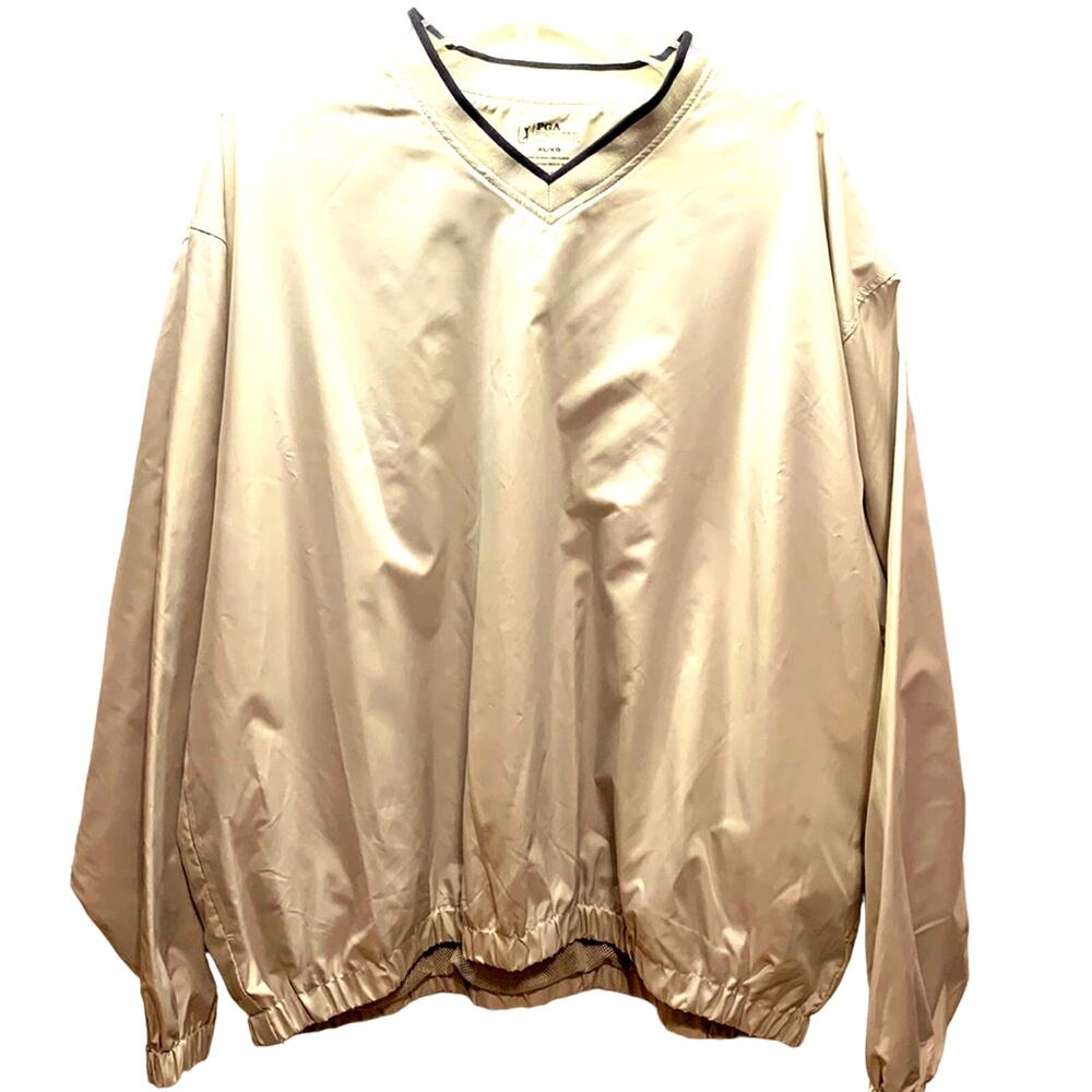PGA Tour Men's XL Windbreaker Pullover  Beige